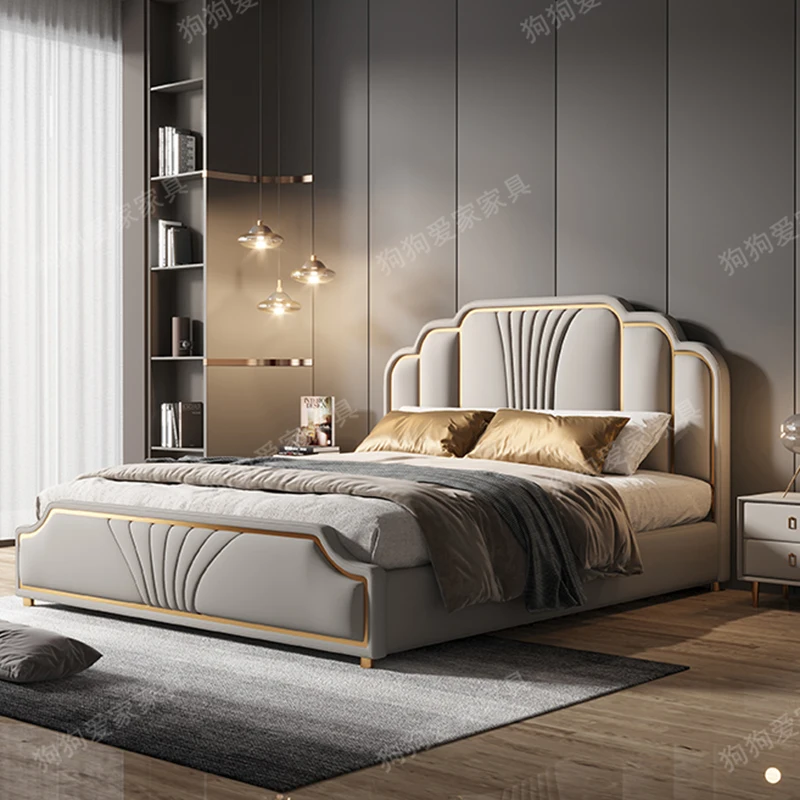 

Leather Sleeping Bed King Size Bedroom Frame Queen Massage Bed Luxury Headboards Modern Sofa Letto Matrimoniale Hotel Furniture