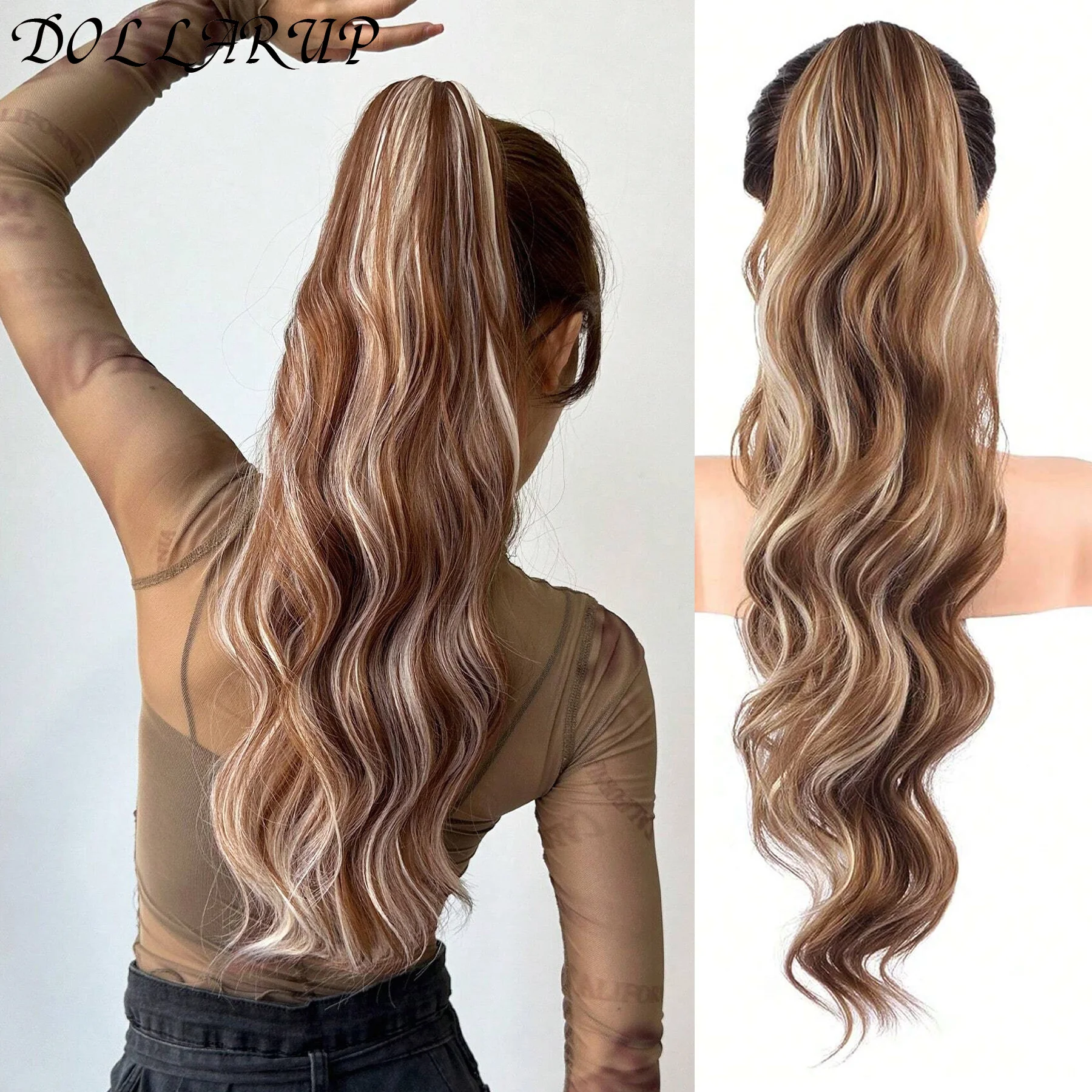 Synthetic Curly Claw Clip In Ponytail Blonde Brown Long Wavy Bouncy Curls Hairpiece 26