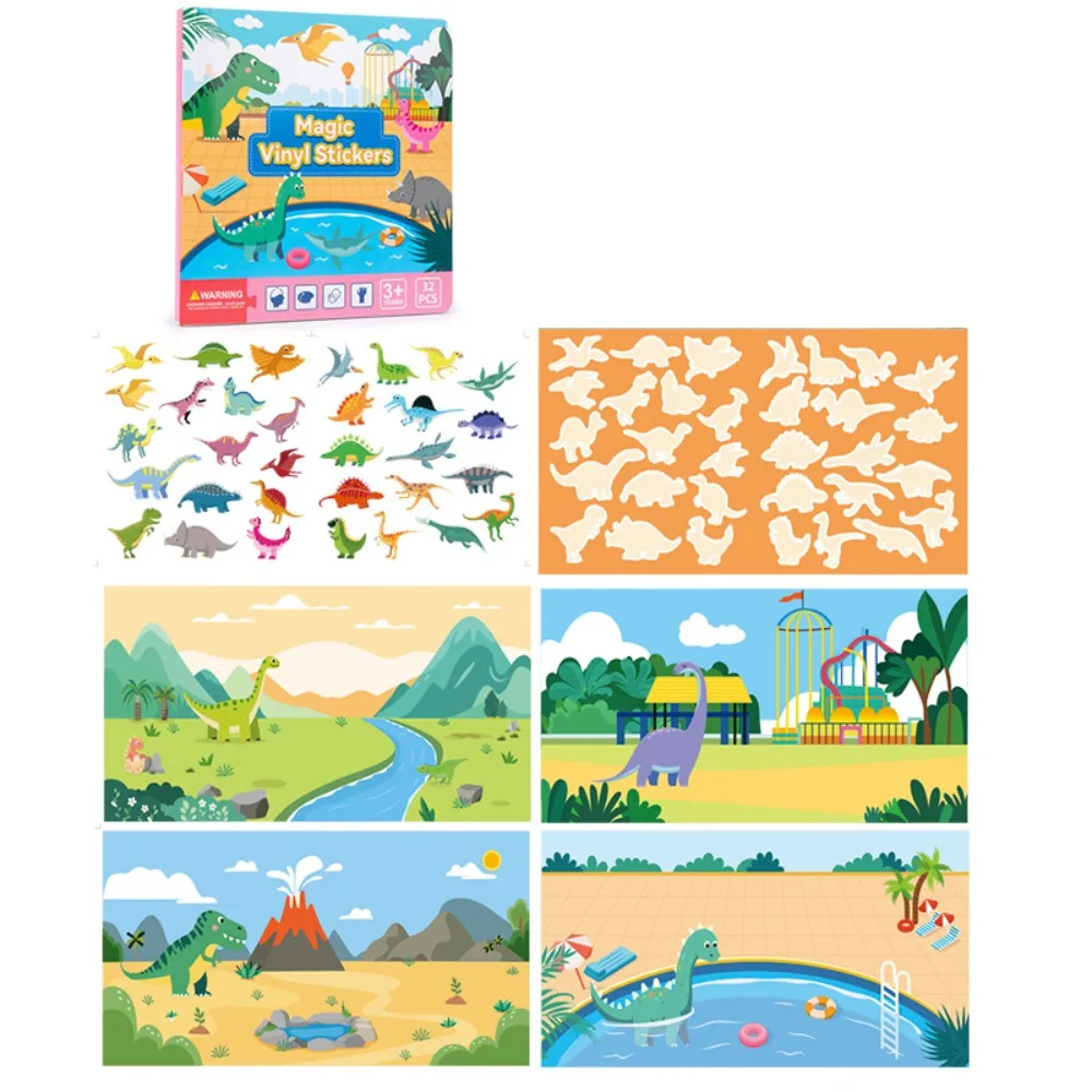 

Reusable Educational Sticker Book Interactive Animals Ocean DIY Puzzle Sticker Puzzle Imagination Magic Sticker Book Toddler