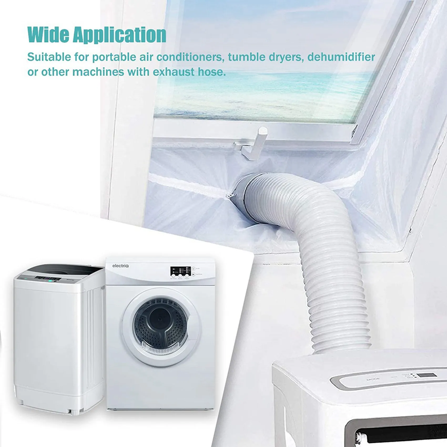 

ABAH-2X Air Conditioner Window Seal, Window Seal For Portable Air Conditioner And Tumble Dryer, Works, 400Cm