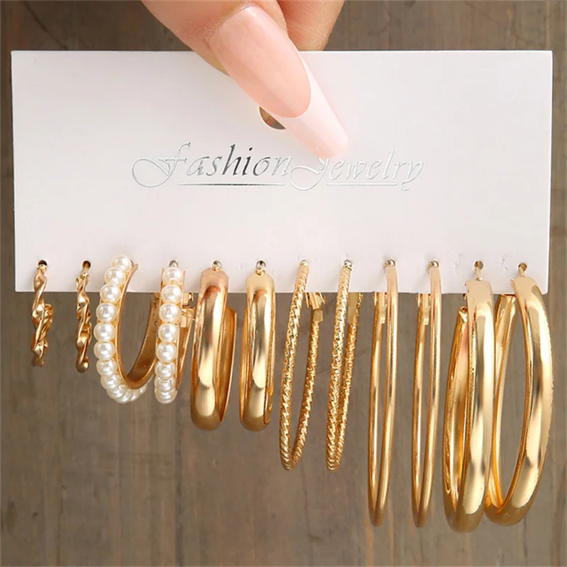 Gold Color Butterfly Hoop Earrings Set for Women Girls 2022 Trendy Geometric Snake Pearl Metal Acrylic Earrings Jewelry Gifts