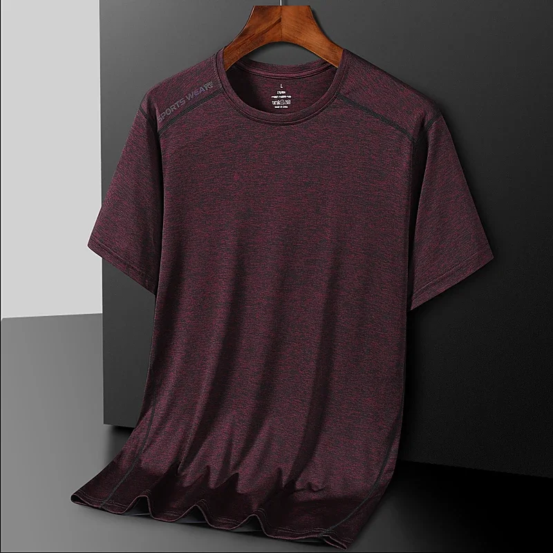 Ultradünnes, atmungsaktives, hochwertiges, minimalistisches, schnell trocknendes Kurzarm-T-Shirt aus Eisseide für Herren-Sporttraining.