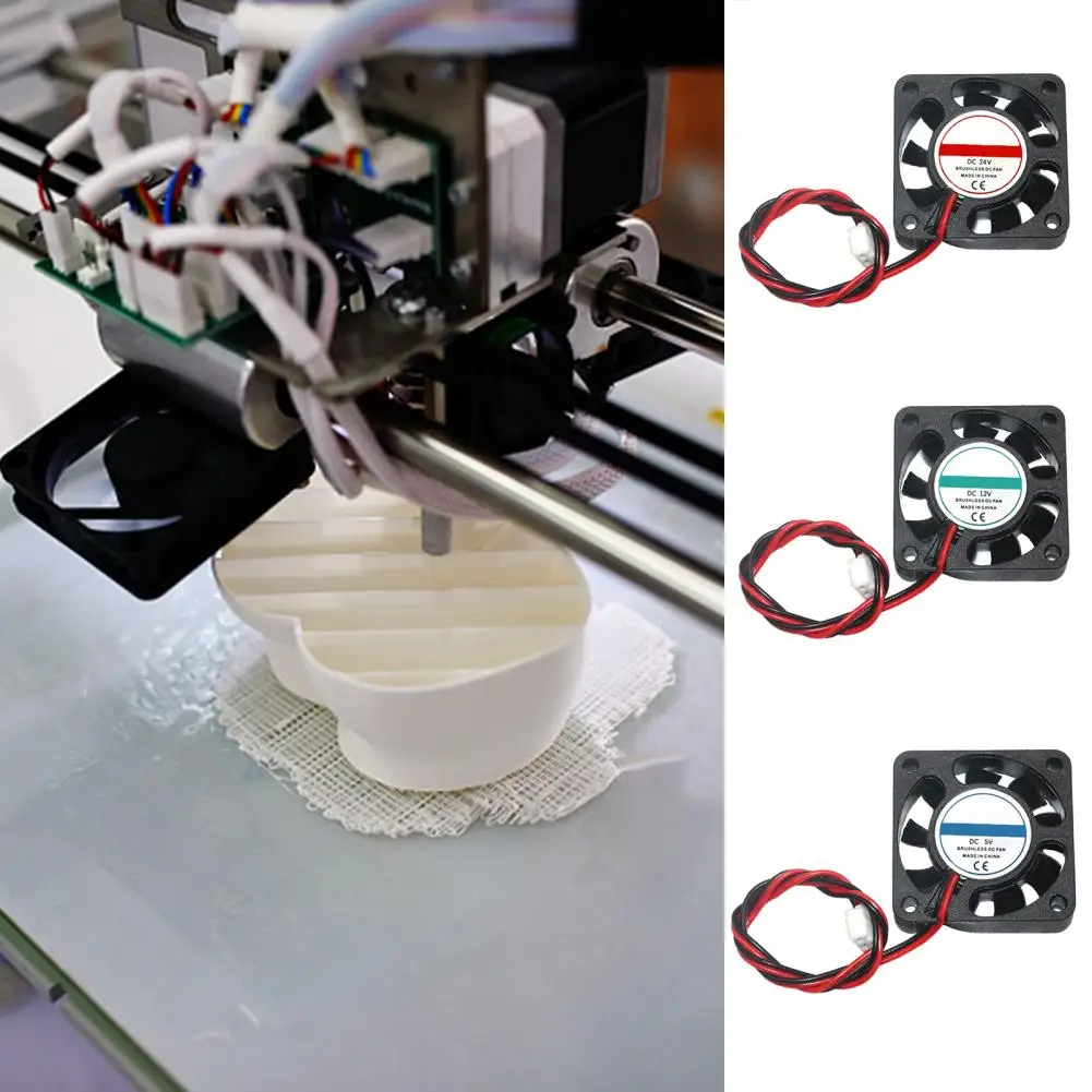 3D Printer Cooling Fan 40x40x10mm DC 5V/12V/24V Blower Fan Computer CPU Cooler Fan with 2 Pin Terminal Printer Accessories