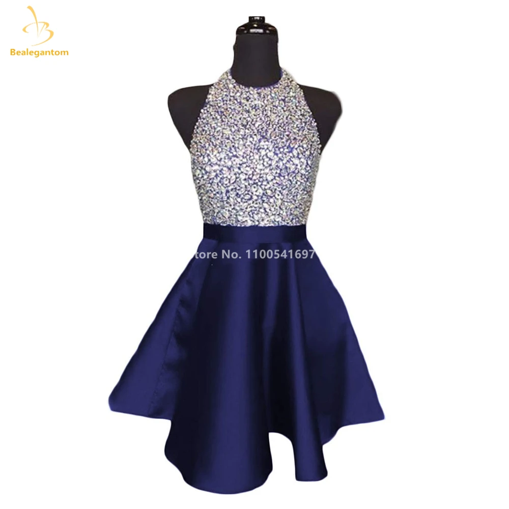 Bealegantom Halter Prom Homecoming Vestidos Curto Frisada Vestidos De Graudation Mini Cocktail Ocasião Formal Vestidos de festa