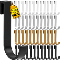 1/30PCS J-Shaped Movable Rail Hooks Aluminum Alloy Storage Rack Clip-on Hook Multipurpose Bathroom Kitchen Hanging Storage Tools