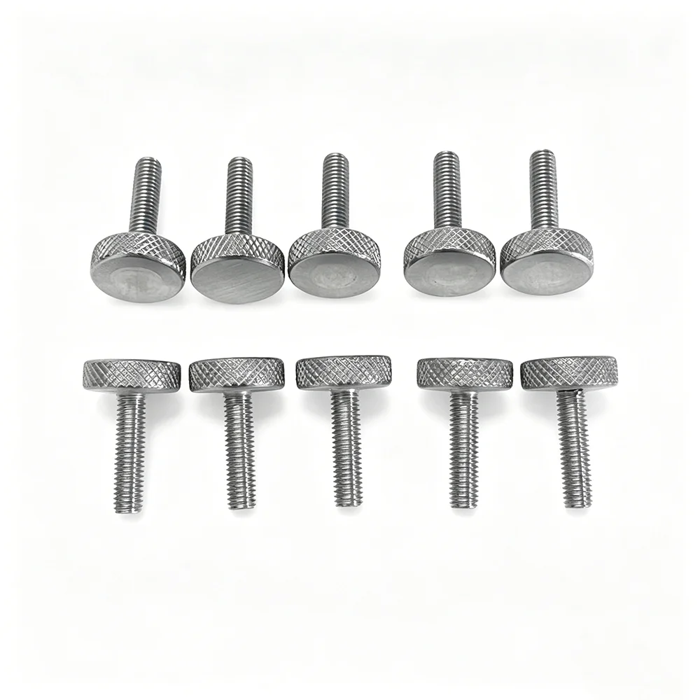 5PCS 304 Stainless Steel Knurl Large Flat Round Head Thumb Screws M2 M2.5 Tool Less Hand Adjust Bolt DIN653 Decor Fastener