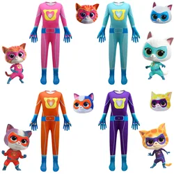 Disfraz de SuperKitties para niños, mono de Cosplay, ropa de fiesta de actuación de carnaval, disfraz de Halloween, mono de vestir para niños y niñas