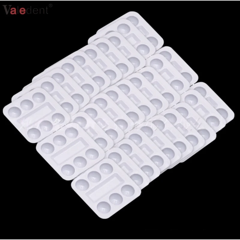 60pcs/2box 6 Slot Dental Mixing Wells Disposable Plastic Palette for Resin Adhesive Composite Mixing Tray Material Dentist Tool