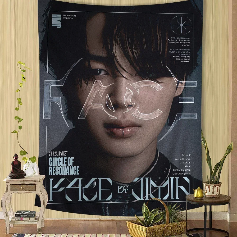 المغني J-Jimin Kpop نسيج الجدار شنقا التارو الهبي جدار السجاد النوم جدار شنقا ورقة
