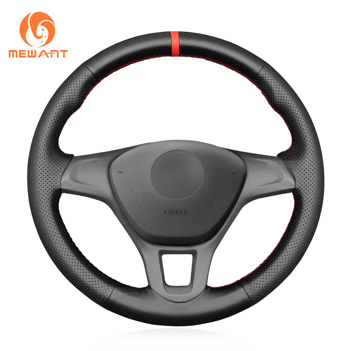 

MEWANT Black Artificial Leather Steering Wheel Cover for Volkswagen T6 Kombi VW Amarok California Caravelle Multivan Transport