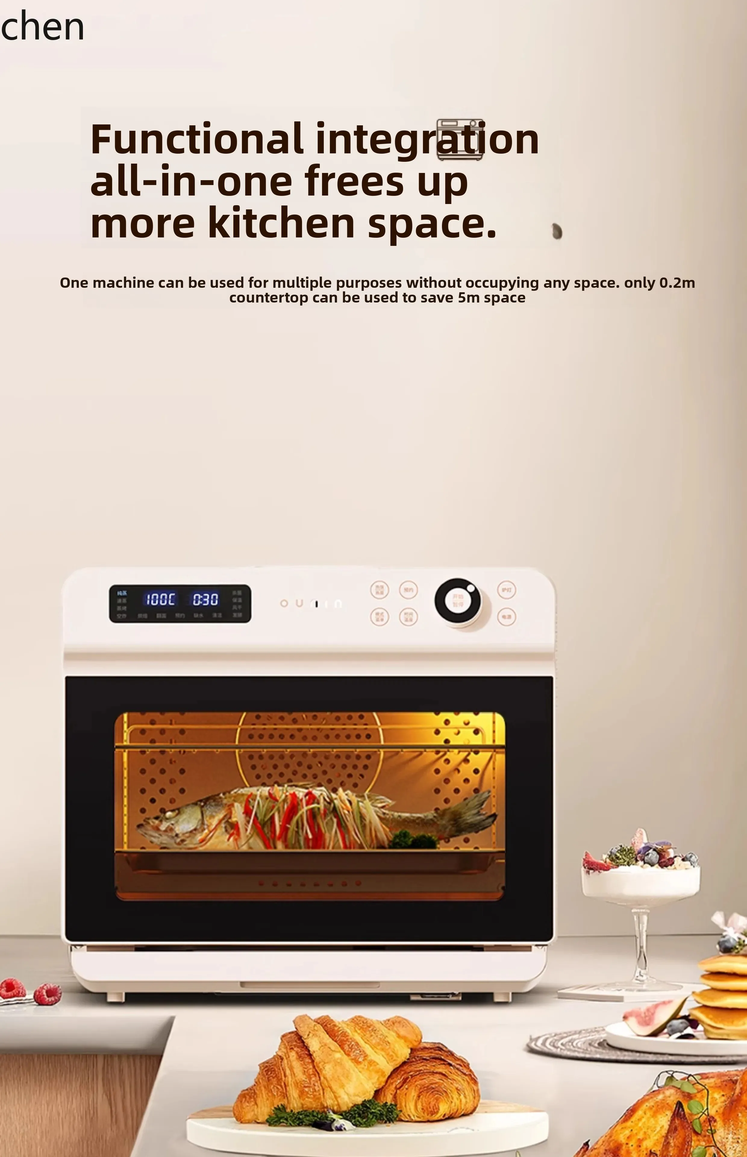 HXL Countertop Steam Oven Roaster Fryer All-in-One Home Use 3-in-1 Air Fryer Oven