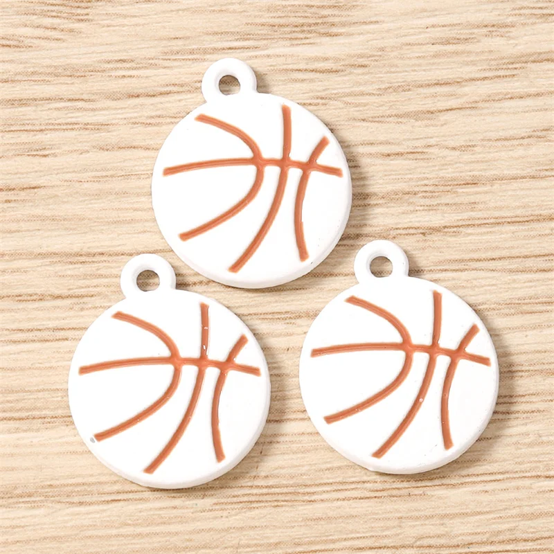 Tusember 20 Stück 15*18mm Niedliche Emaille-Sport-Basketball-Anhänger für die Herstellung von Halsketten, Ohrringen, Armbändern, DIY-Bastelarbeiten und Schmuck – Detail 6