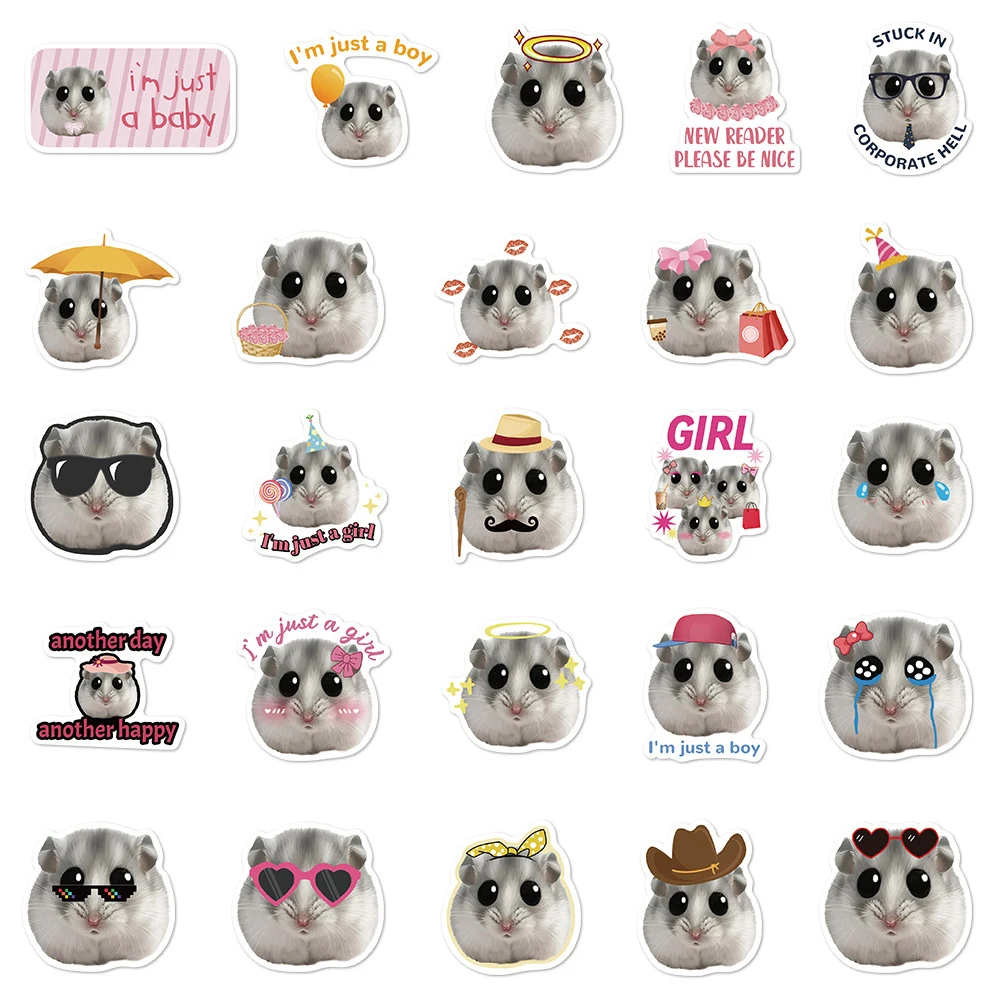 10/30/50pcs Carino Divertente Criceto Meme Adesivi Kawaii Animale Del Fumetto Adesivo FAI DA TE Bottiglia di Acqua Telefono Scrapbook Graffiti Decalcomanie pacchetto
