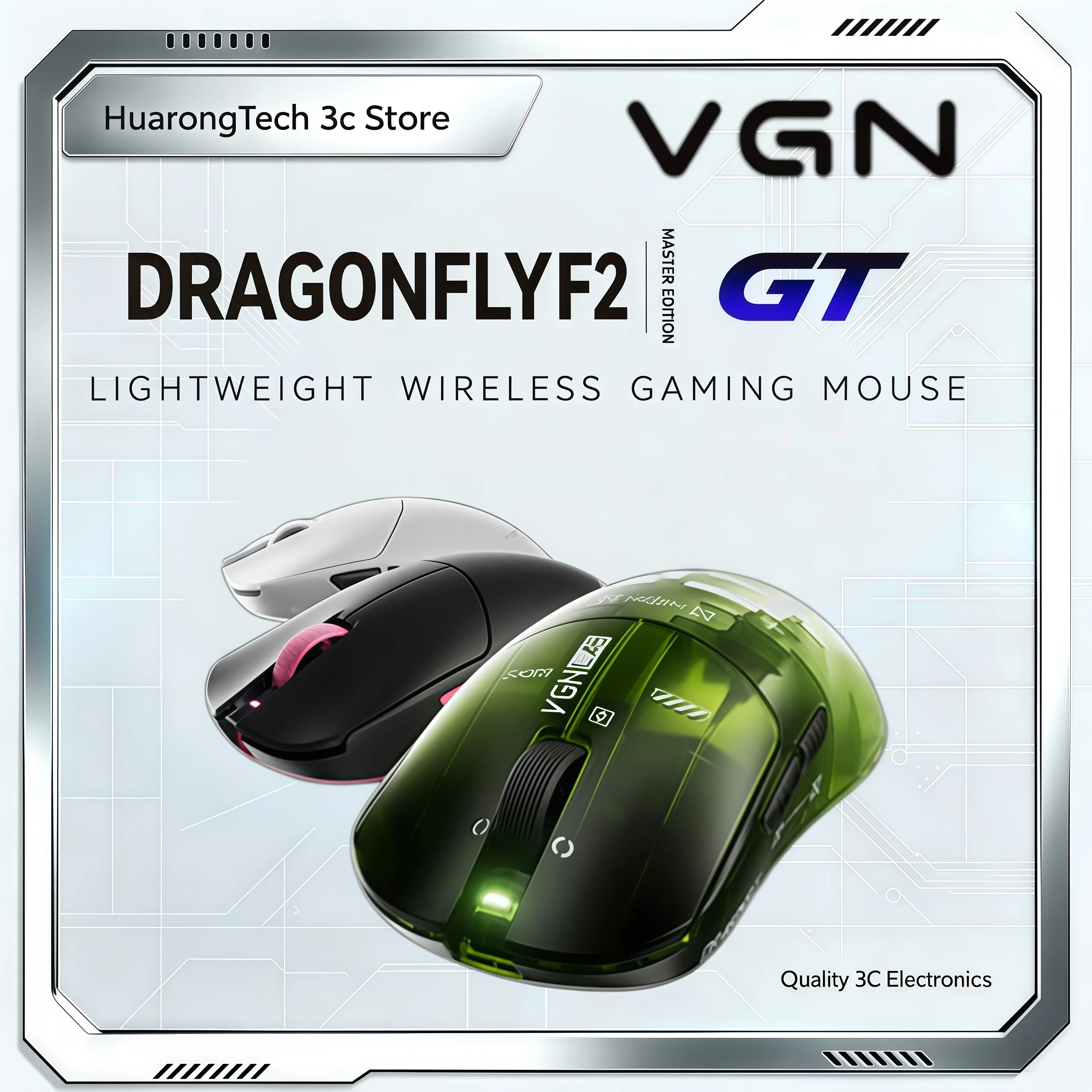 VGN Dragonfly Mouse F2 Master Edition GT Lightweight Wireless Mouse Three-mode Long Battery Life E-sports Game Fps Ergonomics