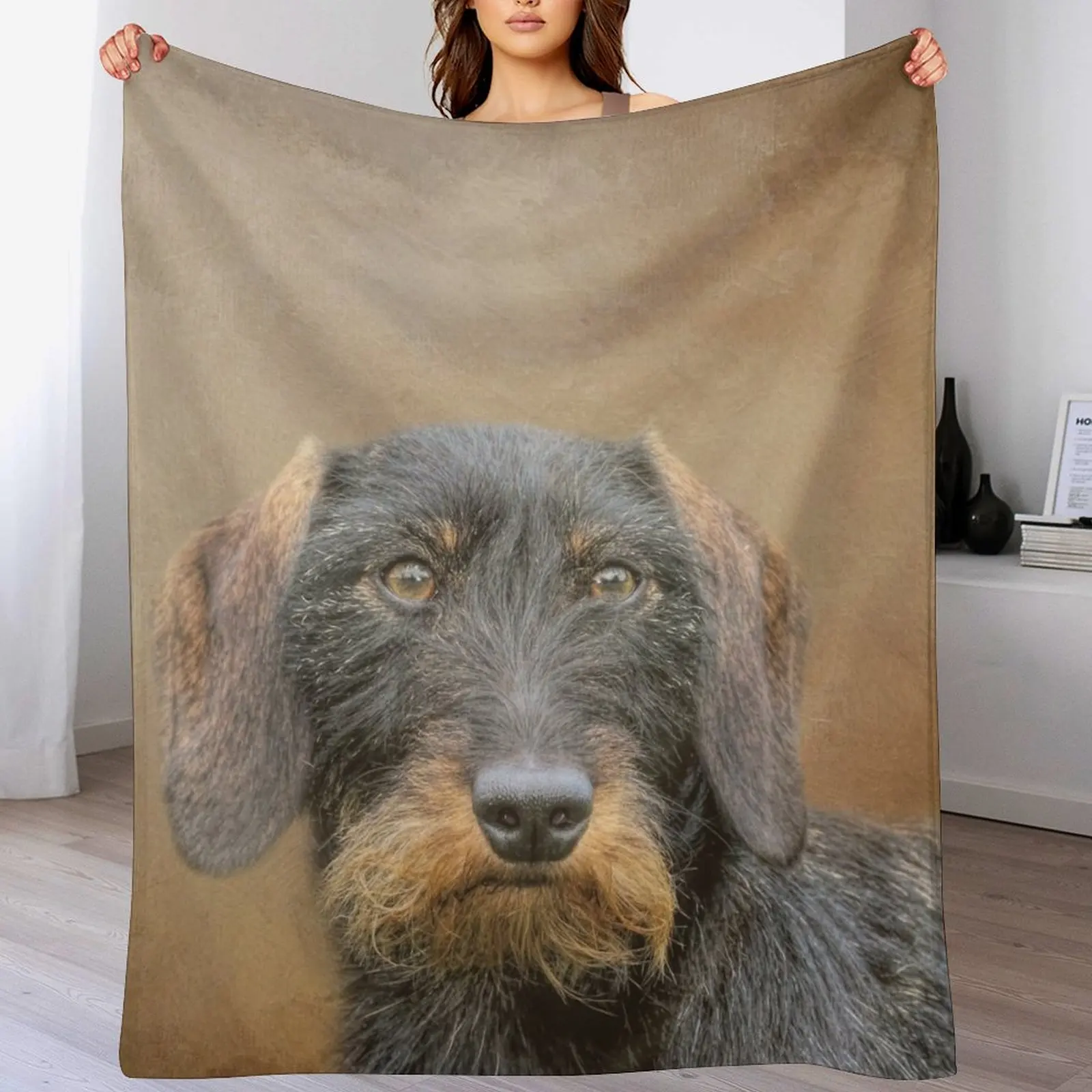 

Wire-Haired Dachshund Throw Blanket Machine Washable Soft Warm Blanket
