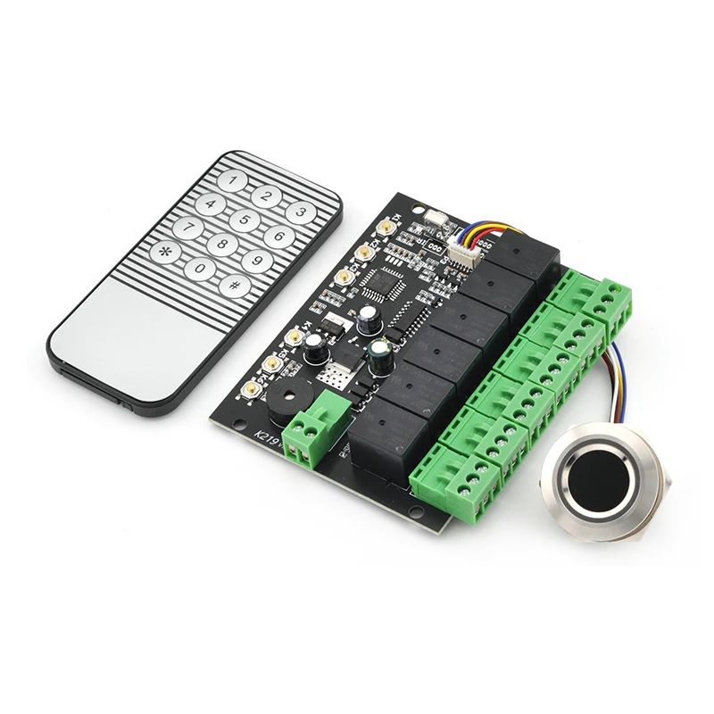 6 Relays DC12V K219-A Fingerprint Control Board+R503 Fingerprint Module Programmable Fingerprint Infrared Control Board