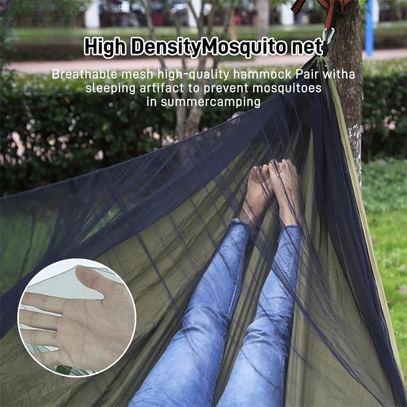 Camping Hammock With 300*300cm Rain Fly Tarp and Mosquito Net Tent Tree Straps Portable 1-2 Nylon Parachute Hammock For Travel