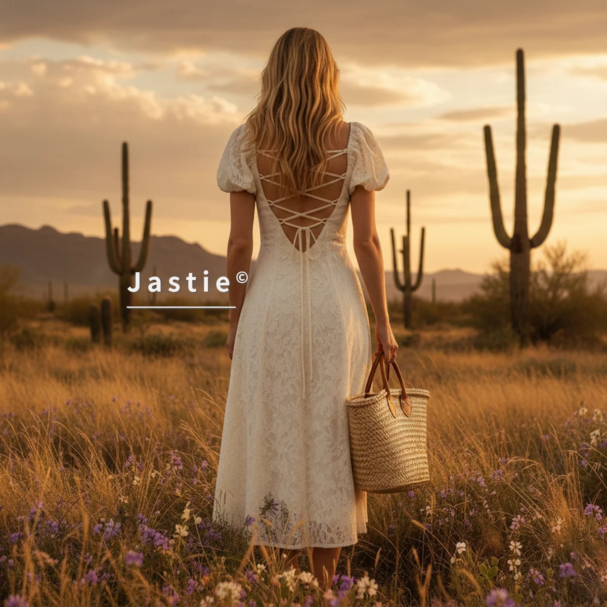 

Французское винтажное кремовое кружевное платье для женщин, летнее, сексуальное, с пышными рукавами, без спинки, с перекрестными бретелями, А-силуэт, миди, элегантное, для вечеринок, в стиле феи, Vestido