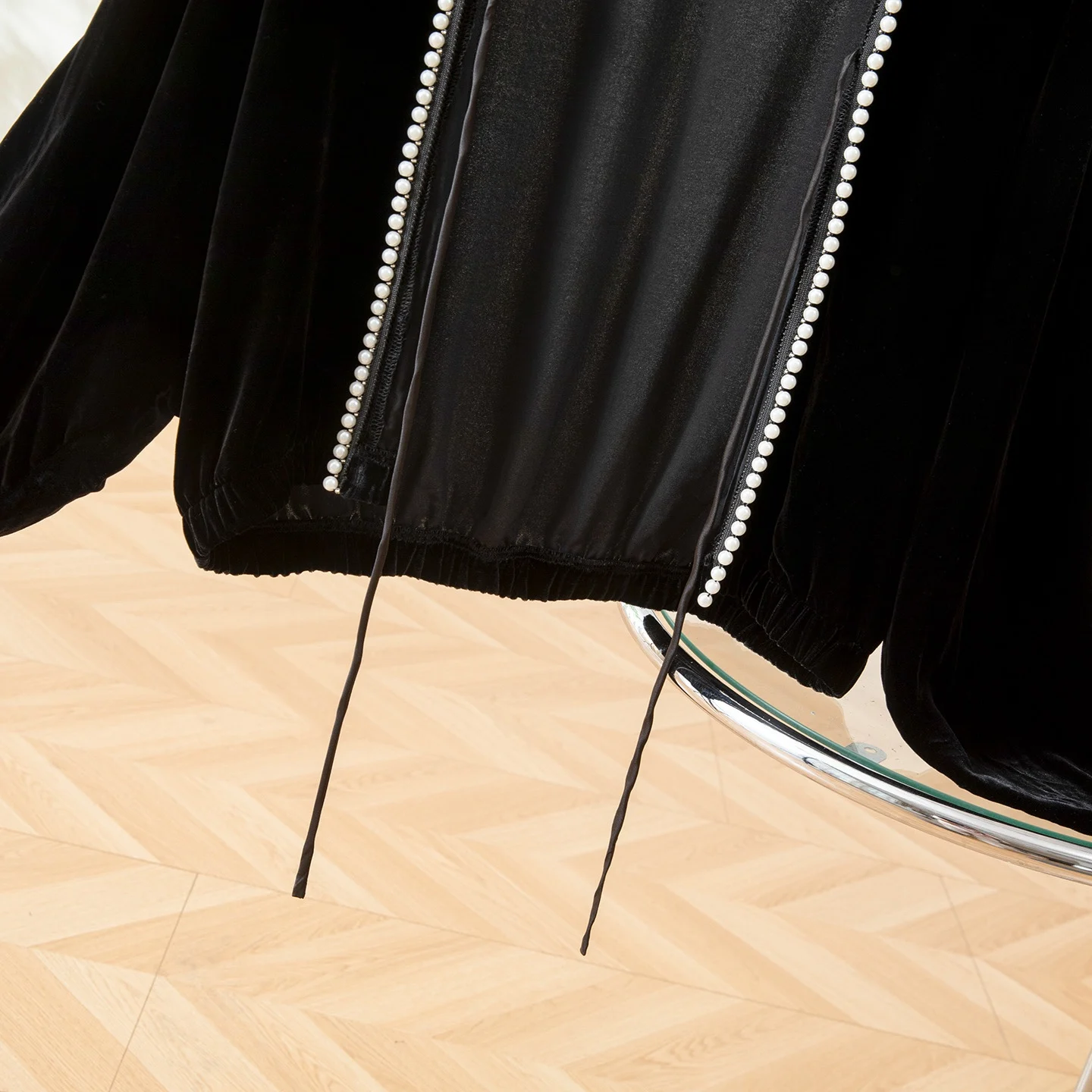 Winsleter-bas 100% manteau en velours élégant en soie véritable, manches chauve-souris perles, manteau ample de tempérament pour femmes, automne 2025 C5O878CC