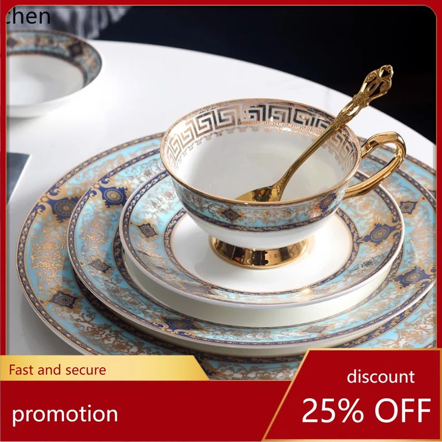 

HXL Bone Porcelain Coffee Cup and Sauce Set Ceramic Plate Afternoon Tea Cup Set