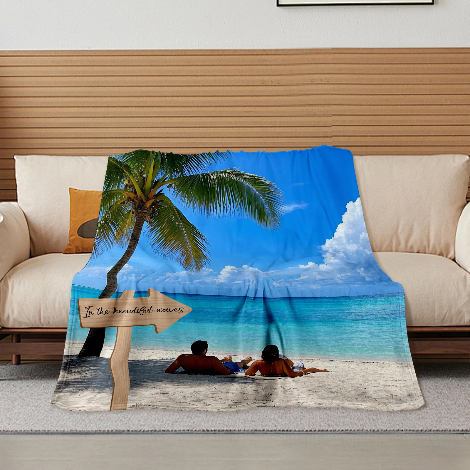 Romantic Summer Blanket Hawaii Seaside Resort Landscape Photos Personalized Customization Blanket Suitable for Friends Family