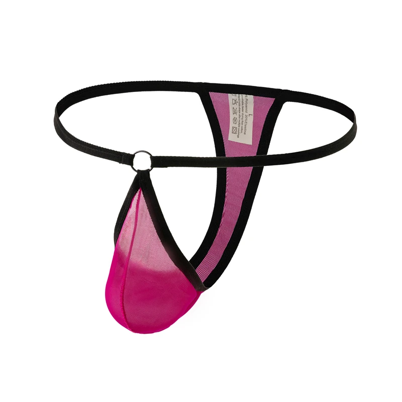 Iron Ring Men Bikini Thongs And G Strings Underwear Men Mesh Thong Sissy Panties Tanga Hombre Breathable Men's T-back Lingerie