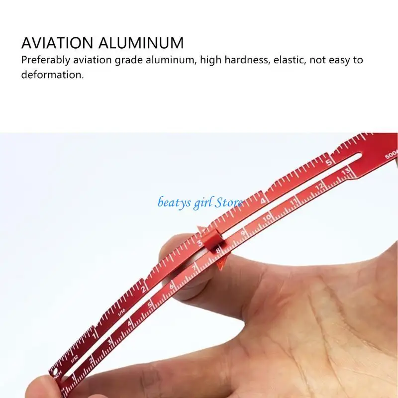 C7AB 6Inch Aluminum Alloy Quilting Ruler Fabric Quilting Ruler Sewing Measuring Tool