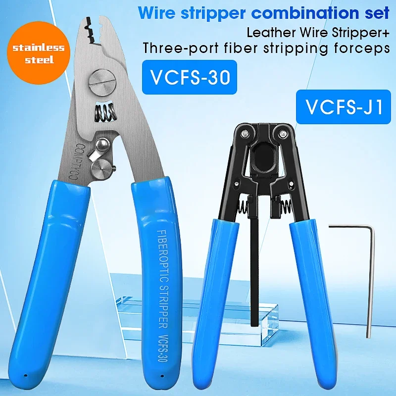 

Fiber Optic Tool Kit VCFS-30/20 Three/Two-port Fiber Stripper and VCFS-J1 Leather Wire Stripper FTTH Fiber Stripper Tools