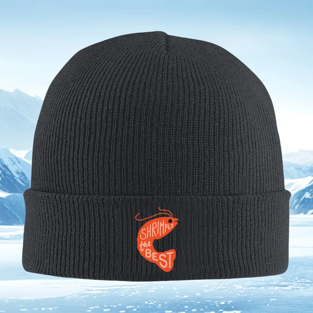 Shrimp shaped text design simple best Men Women Unisex Knitted Hat Beanie Pullover Cap Winter Thermal Warm Christmas Outdoor Cyc