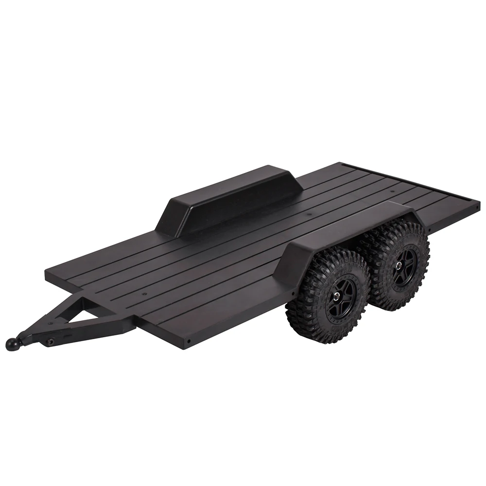 9IMOD Utility Trailer Flotbed Voertuig Troiler met Balhoofd Hitch Twin-Axis Trailer voor 1/18 RC Crawler Auto TRX4M Upgrade