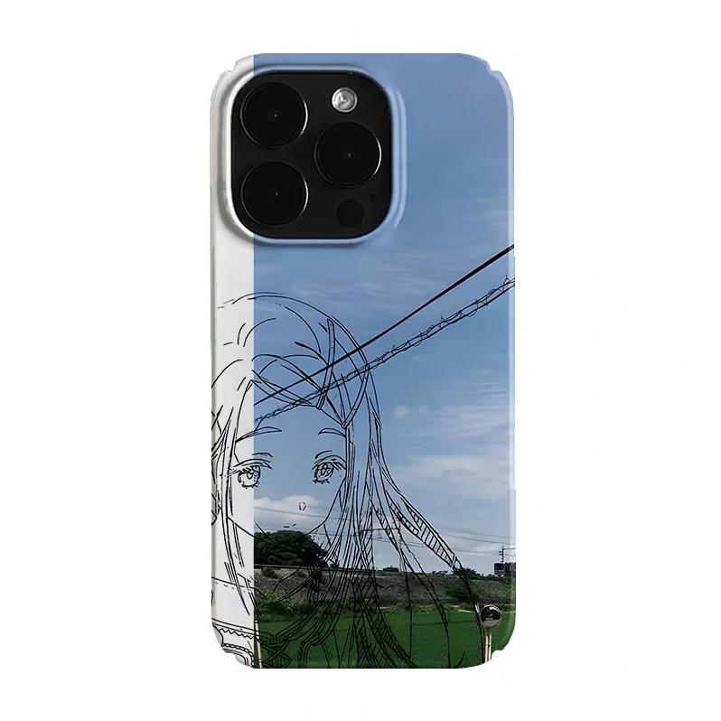 

Sketched Blue Sky Girl Phone Case for IPHONE 17 Air 16E 15 PROMAX 14 Plus 13 12 MINI 11 PRO 16Plus XR XS SE Acrylic Phone Cover