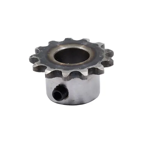 Imagen 2 del producto 1 piñón 04C 15 dientes agujero interior 6/8/10/12/15mm 25H 45 #   Rueda de mesa con piñón de acero, orificio terminado, orificio para tornillo de piñón M5