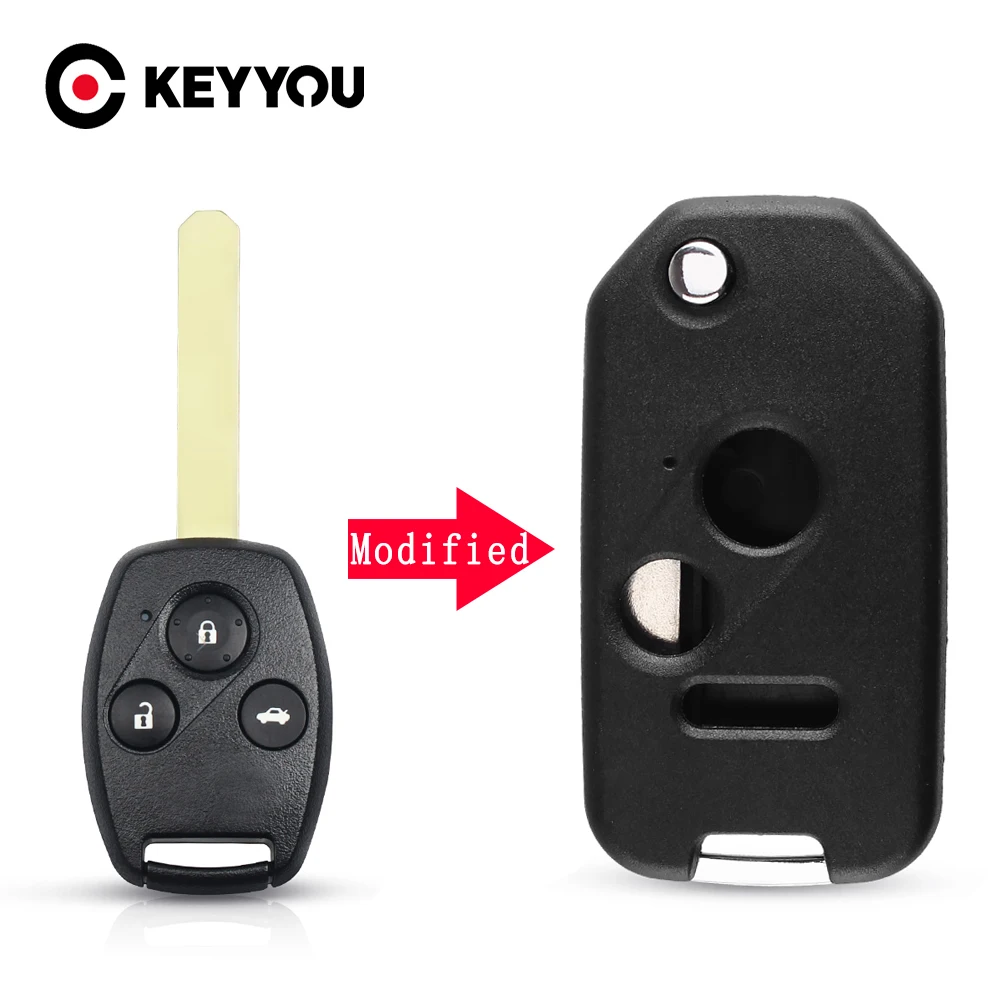 

Складная задняя крышка KEYYOU 2 + 1 с 3 кнопками для Honda Odyssey Rigeline Accord CRV Civic Uncut