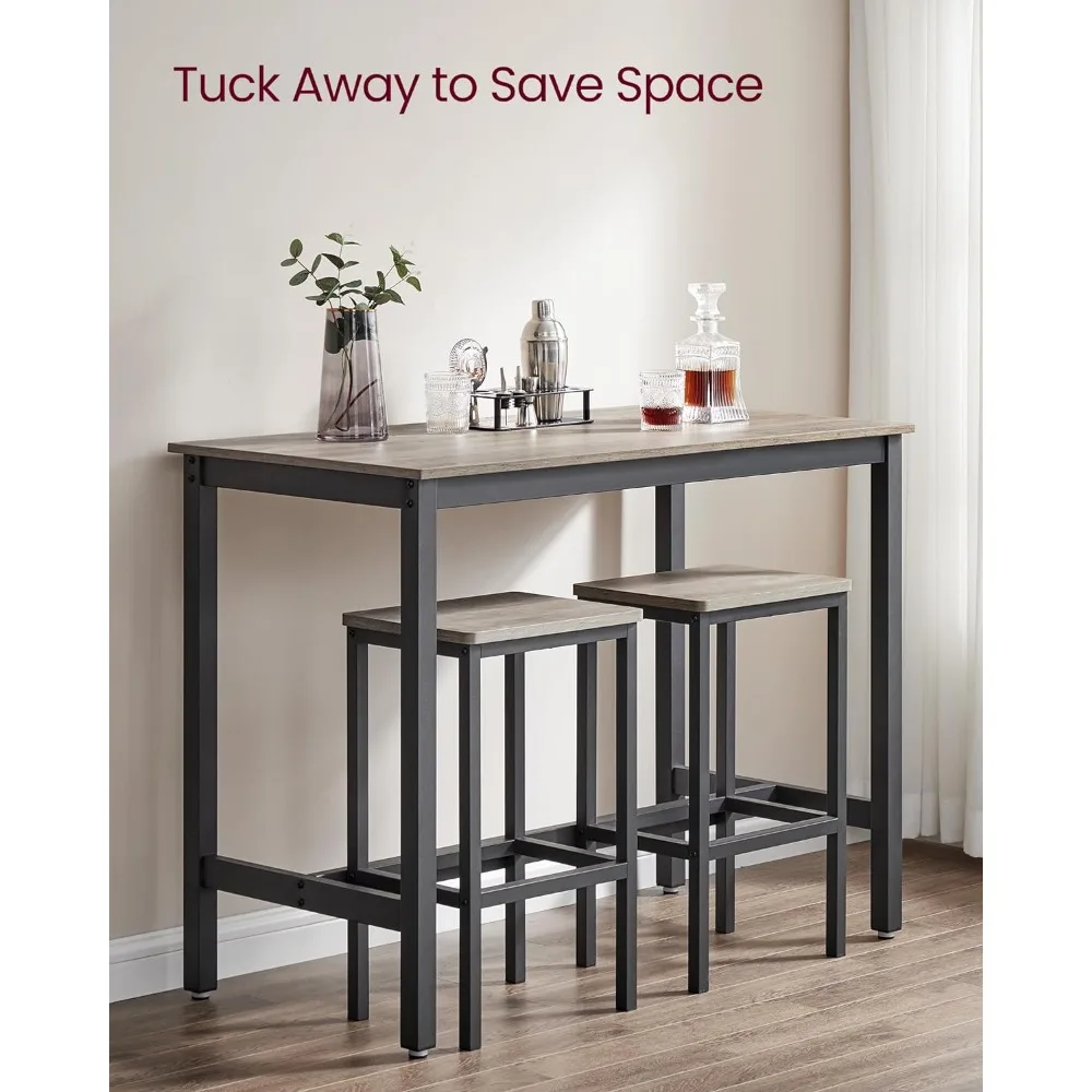 VASAGLE Bar Table Set, Bar Table with 2 Stools, Dining table set, Kitchen Counter with  Chairs, Industrial for Kitchen, L
