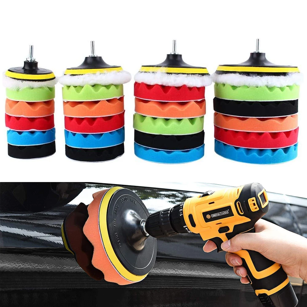 8개입 자동차 광택 키트 폴리싱 패드 3/7/5인치 자동차 광택 디스크 왁싱 스펀지 자동차 폴리셔 버핑 자동차 폴리셔 액세서리