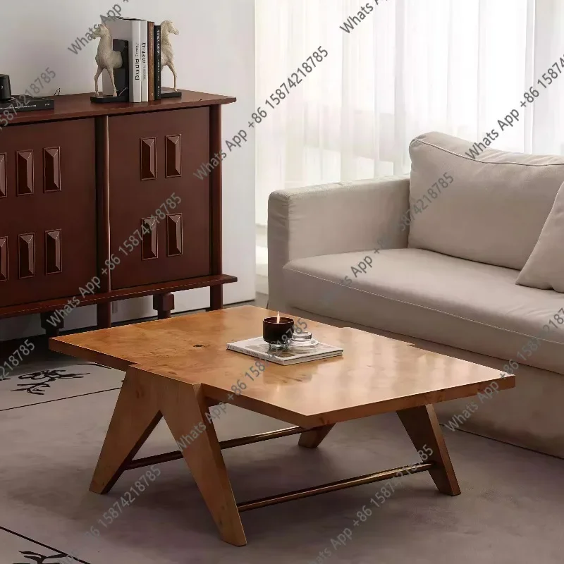 X25 Rectangle Coffee Table Tree Tumor Skin Feeling Solid Wood Living Room Designer Medium And Ancient Style Low Table