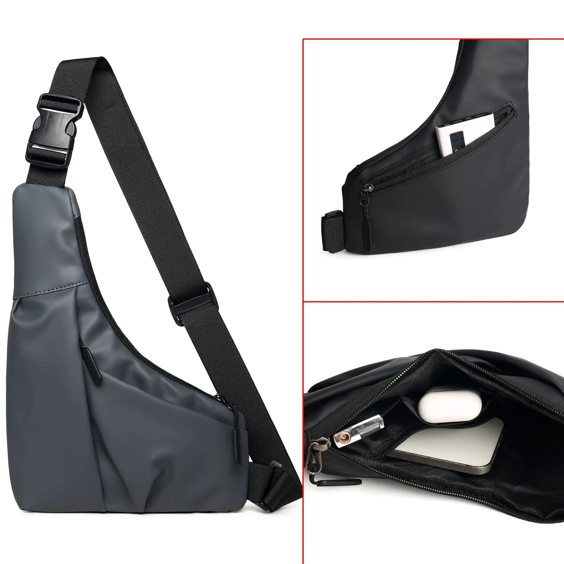 جديد الشبح تحت الإبط الحافظة حقيبة مكافحة سرقة مثلث حزمة للرجال اليسار/اليمين الكتف Crossbody حقيبة صدر للرجال النايلون