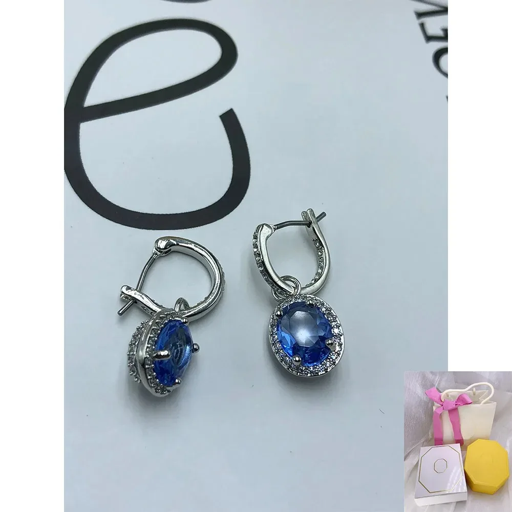 

2024 New Una Angelic Waterdrop shaped Earrings with Elliptical Cut Blue Crystal, High end Romantic Wedding Gift