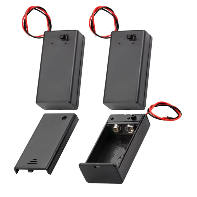 3PCS 9V Battery Holder 9 Volt Battery Holder with ON/Off Switch Cover Lead Wires 9V Battery Box 9 Volt Battery Case Connector