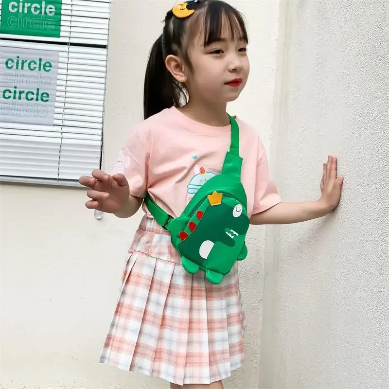 Dinossauro dos desenhos animados Mochilas Do Bebê Crianças Boy Girl Peito Crossbody Sacos Ajustáveis Cute Animals Kids Unisex School Messenger Bag