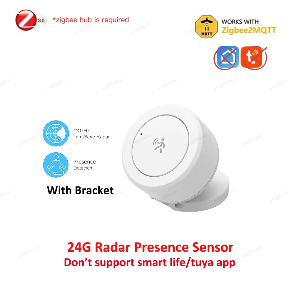 ZigBee 24G MmWave Radar-Bewegungssensor für menschliche Anwesenheit, Mini-PIR-Detektor für Tuya Smart Life Z2M Hausautomation, Gateway erforderlich