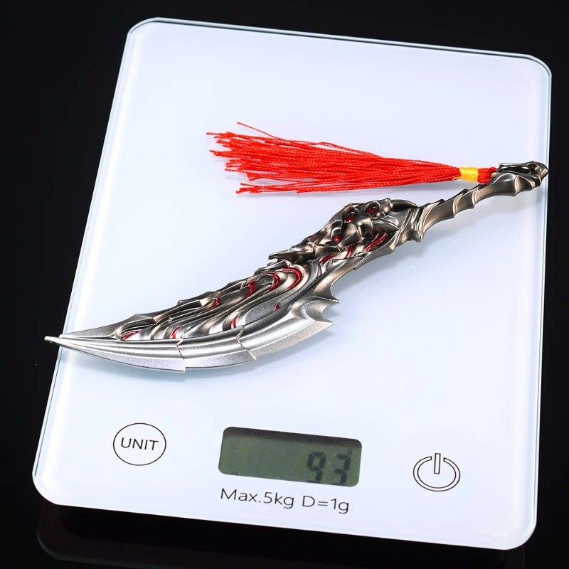 22 cm/8,66 pulgadas Valorant Flood Fury llama cuchillo de una sola mano juego periférico katana cuchillo artesanías de Metal adornos arma modelo niño juguete