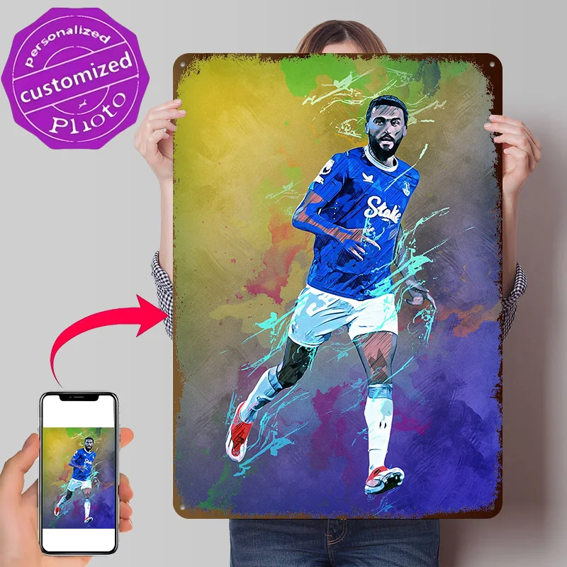 Dominic Calvert Lewin Personalized 3D Textured Metal Poster Wall Art Tinplate Sign for Decoration Living Room Decor Men Man Cave