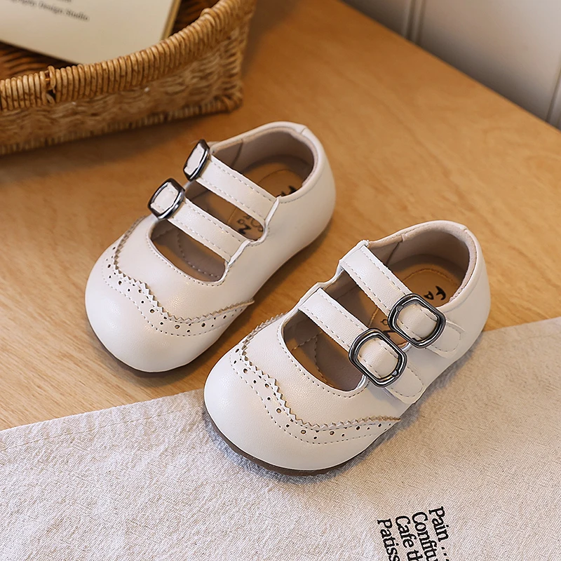 Zapatos Planos para Niños Pequeños, Estilo Coreano, Suela Suave, Zapatos de Princesa para Niñas, Color Sólido, Versátiles, Marca 2026, Zapatos para Caminar para Bebés, Antideslizantes