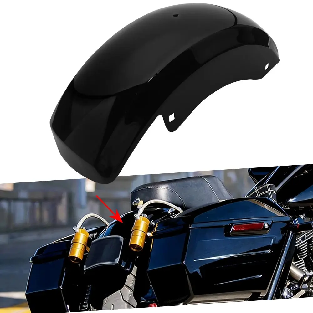 

Motorcycle Chopped Saddlebags Rear Fender Fits For Harley Electra Glide Road Glide Road King Street Glide 2014–2025 Vivid Black
