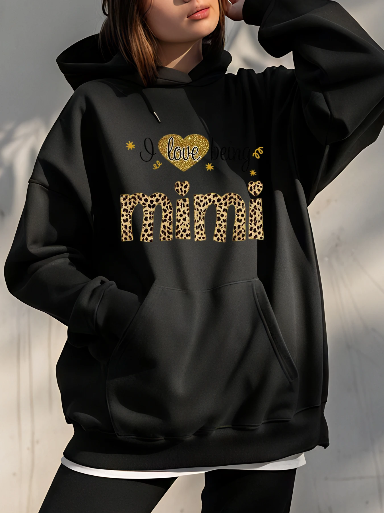 

Мини-толстовка с леопардовым принтом и сердечками для женщин, повседневный уличный стиль