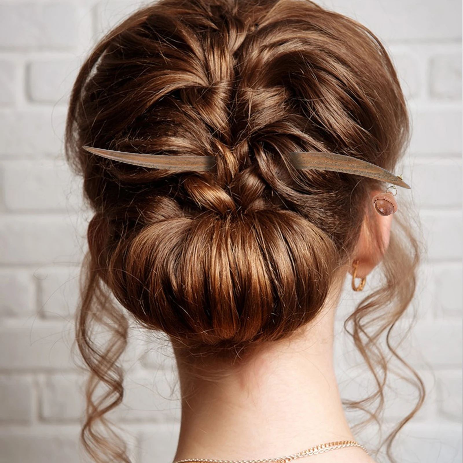 

Hairpin Chopsticks Bell Decorative Accessories for Women Traditional Chinese Wooden Bun Hair Stick Pins