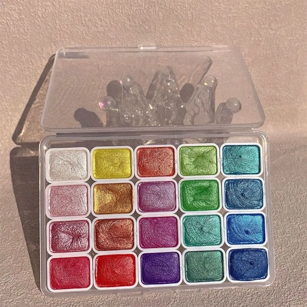 20/24/60Colors Watercolor Painting Pigments Set Shine Lightfastness Pearlescent Glitter Watercolor Paints Flowers Decor