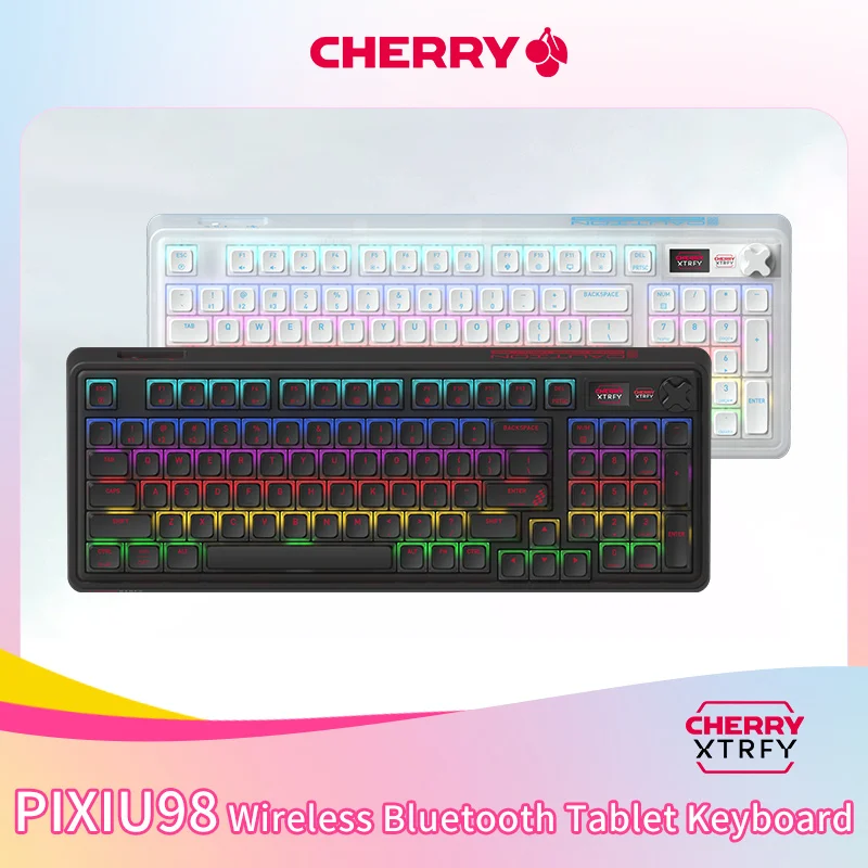 

Cherry PIXIU98 Беспроводная Bluetooth-клавиатура для планшета, ЖК-экран, многофункциональная ручка с возможностью горячей замены, RGB, индивидуальная игровая клавиатура