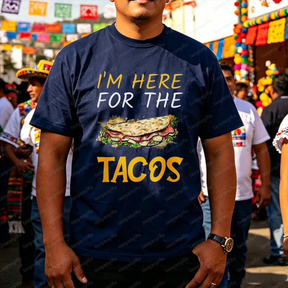 

Im Here for The Tacos T-Shirt Taco Lover Mexican Food Gift for Him and Her Graphic T Shirts Oversized T Shirt Men Clothing Tops